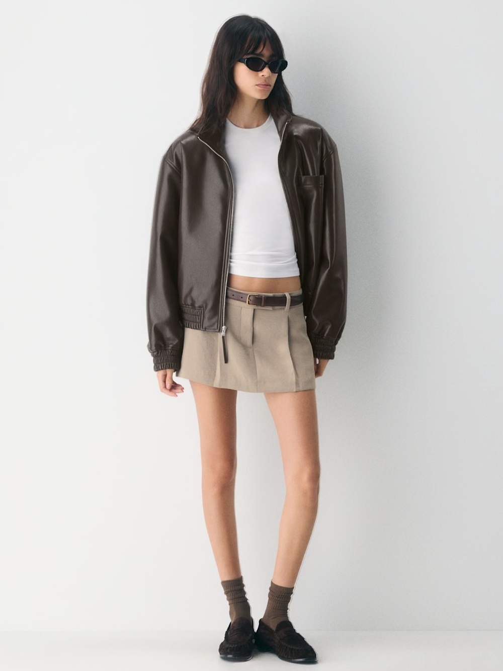 NWT Wilfred Aritzia Define Mini Skort Skirt in Nomad Taupe